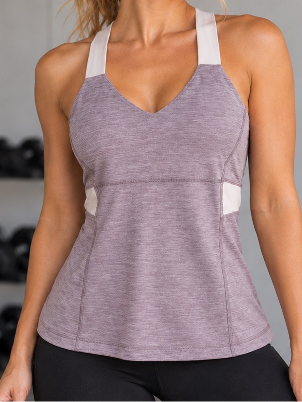 Lululemon Floral Cross Back Yoga Tank Size 4 Built-In Bra Workout Top
